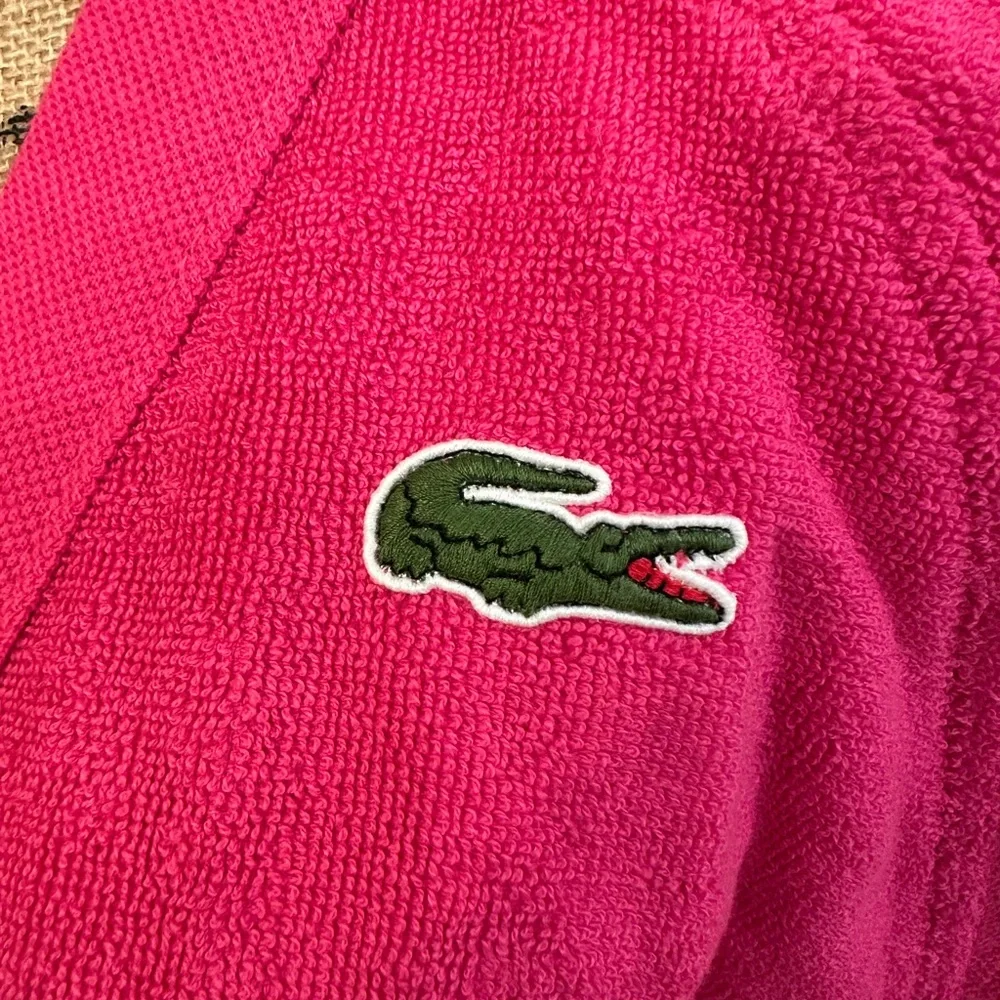 Lacoste Pink Terry Cloth Robe Belted Logo Bathrobe - Picture 4 of 10